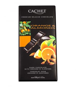 Cachet Hořká čokoláda s pomerančem a mandlemi 100 g