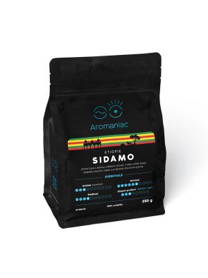 Čerstvá káva Etiopie Sidamo Arabica mletá káva v sáčku 250 g